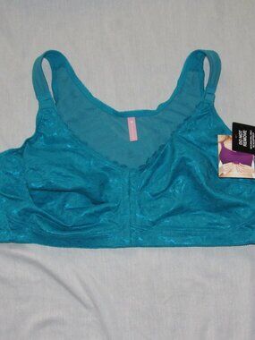 NWT Comfort Choice The Posture Support Bra Front Close No Wire Teal Aqua sz 54D